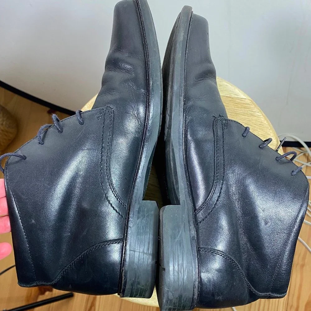Johnston & Murphy Mens 11 Chukka Ankle Boots Black Leather Lace Up Dress Casual
